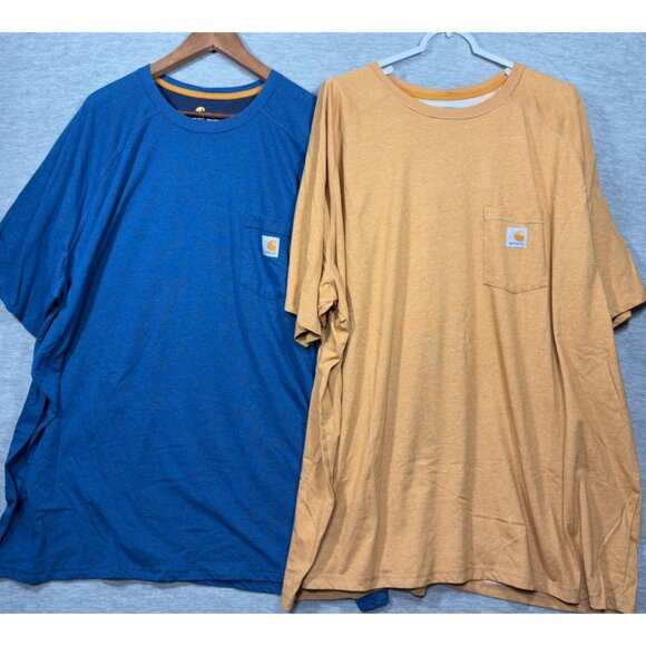 Carhartt Mens Relaxed Fit 4XL T-Shirts 2-Pack Blue Gold - Picture 1 of 7